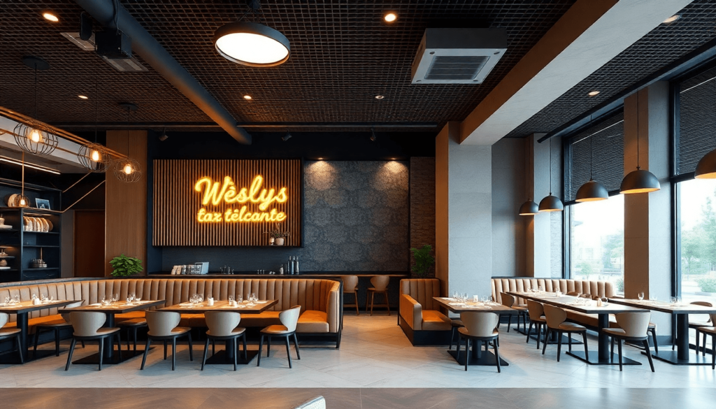 "Visualisasi CGI yang menggambarkan perjalanan membangun identitas merek dalam bisnis restoran modern, dari konsep desain interior yang menarik hingga pengalaman pelanggan yang memuaskan, dengan elemen-elemen seperti logo kreatif, suasana restoran yang dinamis, dan interaksi pelanggan yang hangat."