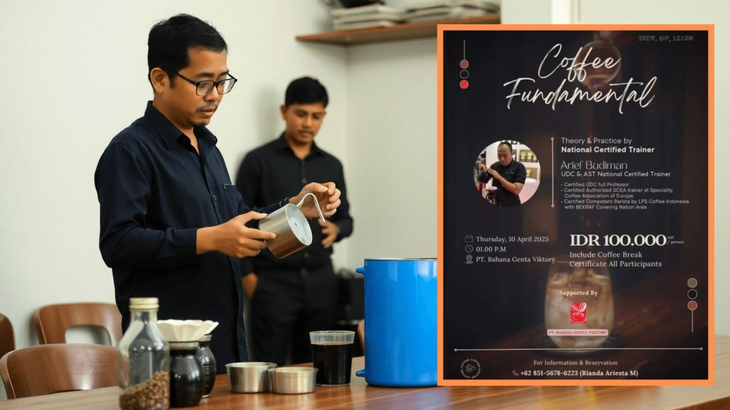 Sebuah workshop kopi yang mendalam, menampilkan Arief Budiman sedang menjelaskan teknik penyeduhan kopi, dengan berbagai alat kopi dan biji kopi yang berwarna-warni di meja, suasana hangat dan mengundang, gaya realistis.